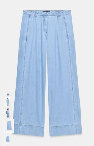Pantalón ancho Zara azul Talla S