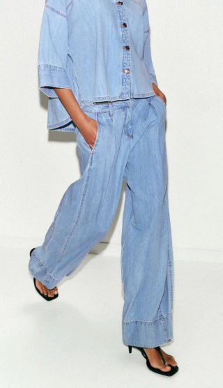 Pantalón ancho Zara azul Talla S