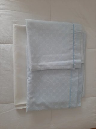 Juego Sábanas Cama 90cm Azul y Blanco