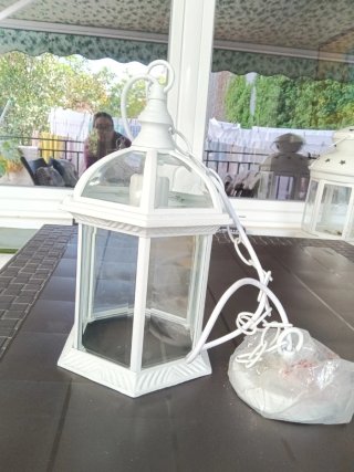 Farol blanco para terraza o jardín