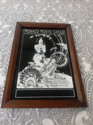Cuadro cristal vintage Alfons Mucha Monaco Monte-C