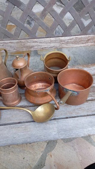 Set Rame Antico: Pentole, Brocche e Mestolo