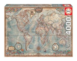 Cuadro Mapamundi Puzzle Marco Madera