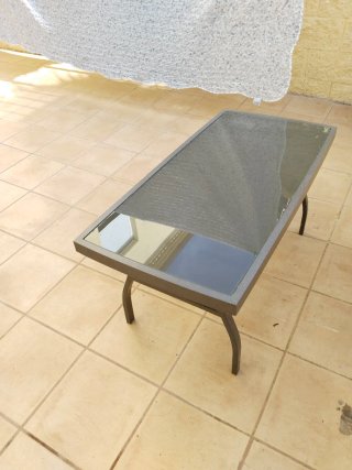 Mesa de jardín cristal y metal