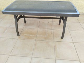 Mesa de jardín cristal y metal