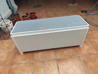 Banco Zapatero Blanco con Cojín Gris