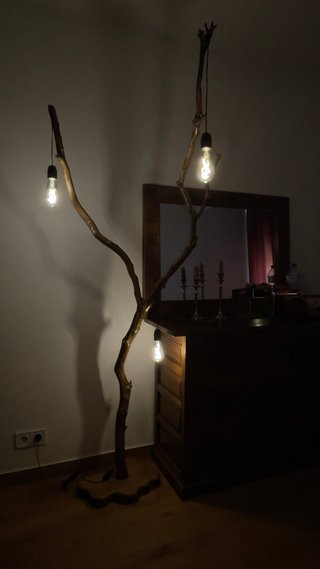 Lámpara de pie rama natural Edison