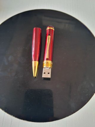 Bolígrafo USB Rojo y Dorado