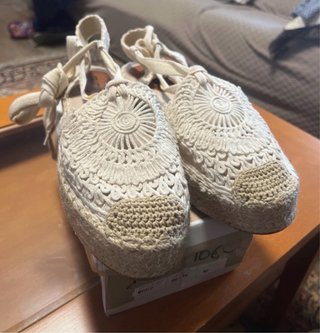Esparteñas beige/blancas talla 40