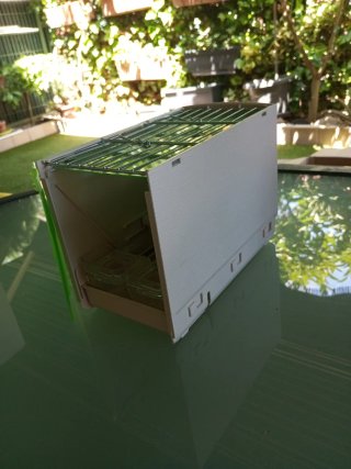 Transportín para aves verde y blanco