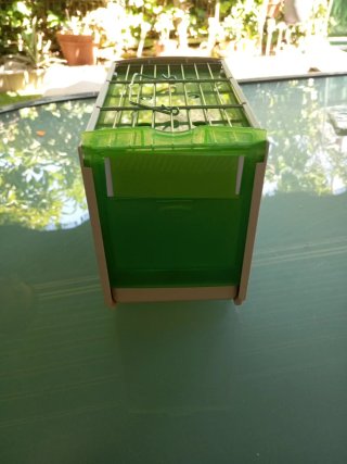 Transportín para aves verde y blanco