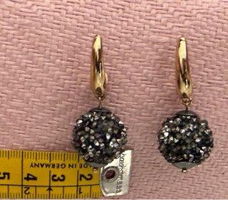 Pendientes Zara Bola Cristales Negros Dorados