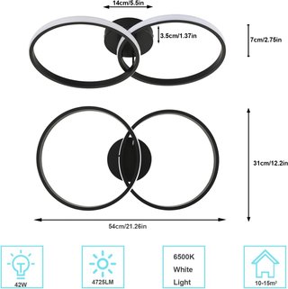 Lámpara LED moderna doble anillo salón/dormitorio
