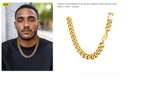 Cadena Cubana Gruesa MAJOR Oro 58cm x 12mm