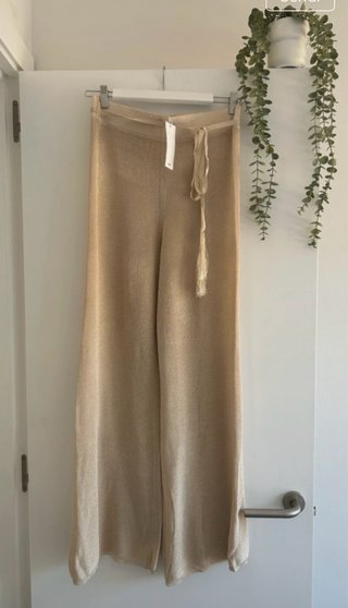 Pantalón Mango Beige/dorado Nuevo Talla M
