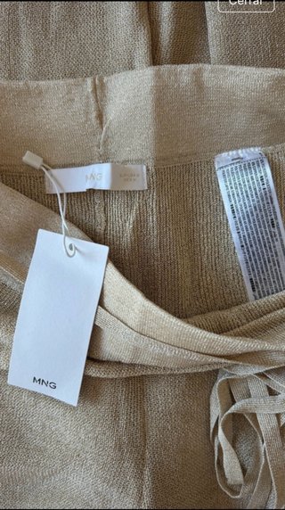 Pantalón Mango Beige/dorado Nuevo Talla M