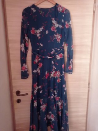 Vestito lungo floreale blu e rosa