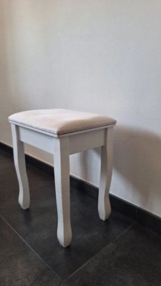 Taburete tocador blanco tapizado