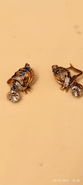 Pendientes oro 18k zafiros y diamantes