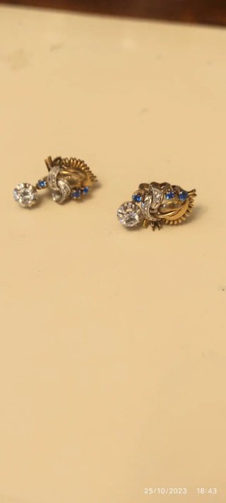 Pendientes oro 18k zafiros y diamantes