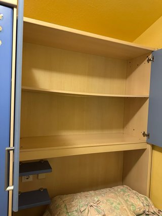 Set muebles dormitorio juvenil azul madera natural