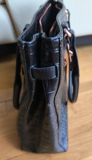 Bolso Lorenzo Piel Negro Cocodrilo