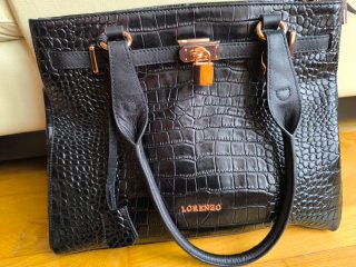 Bolso Lorenzo Piel Negro Cocodrilo