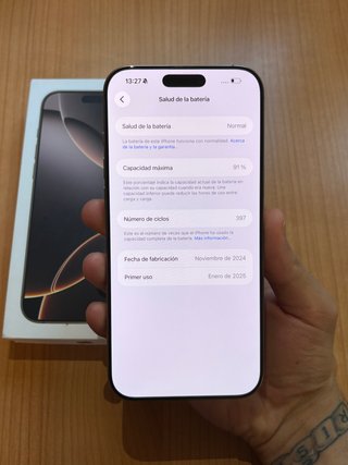 iPhone 16 Pro Max 91% Batería