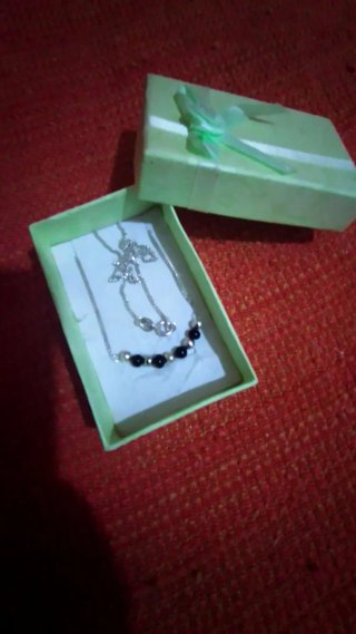 Collana vintage argento con perle nere
