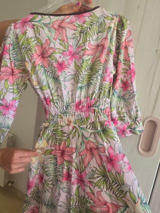Vestido estampado flores media manga