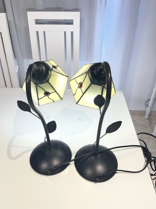 2 Lámparas Forja Cristal Beige/Negro