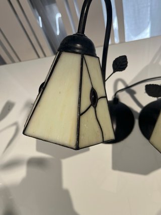 2 Lámparas Forja Cristal Beige/Negro
