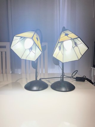 2 Lámparas Forja Cristal Beige/Negro