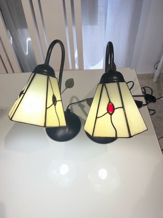 2 Lámparas Forja Cristal Beige/Negro