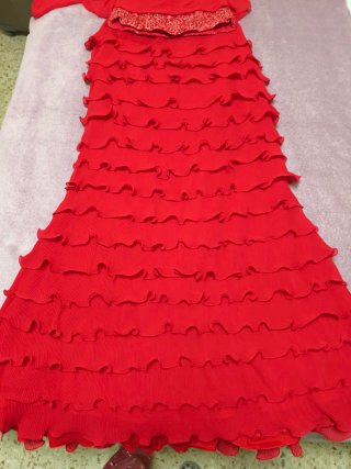 Vestido de fiesta 3 piezas rojo y plateado moderno