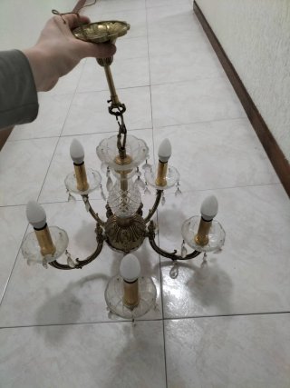 Lámpara de techo vintage cristal y metal