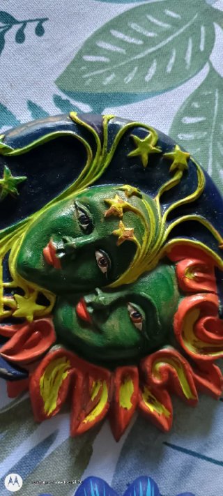Sole Luna decorativo ceramica