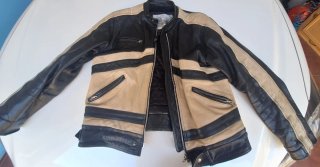 Chaqueta de cuero bicolor