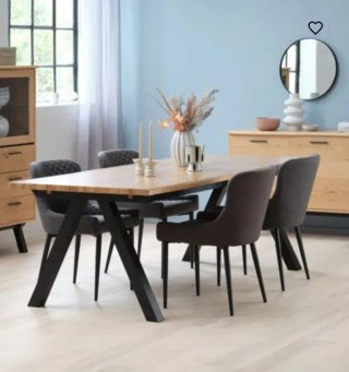 Mesa de comedor de madera y metal. Modelo Sandby.