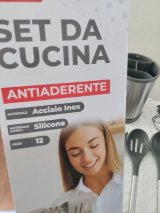 Set Utensili Cucina Acciaio e Silicone