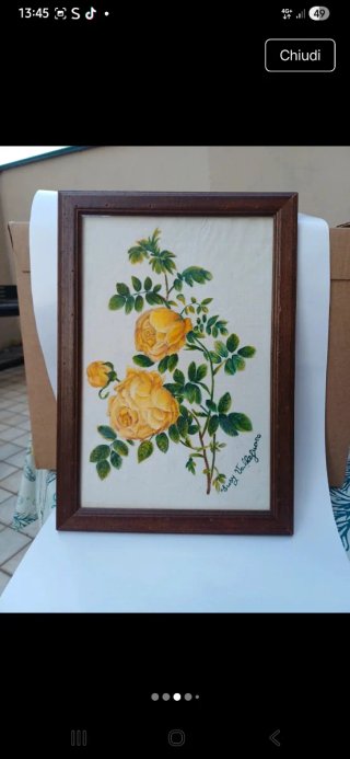 Quadro Rose Gialle Dipinto a Mano