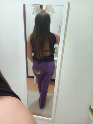 Pantalone viola donna cotone gamba dritta