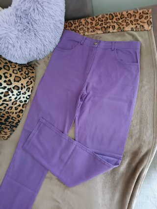 Pantalone viola donna cotone gamba dritta