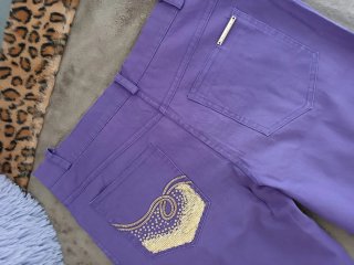 Pantalone viola donna cotone gamba dritta