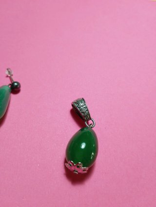 Conjunto Pendientes y Colgante Jade Verde