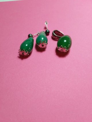 Conjunto Pendientes y Colgante Jade Verde