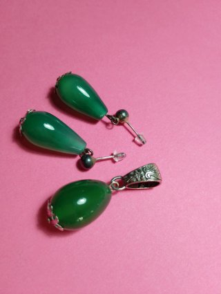 Conjunto Pendientes y Colgante Jade Verde
