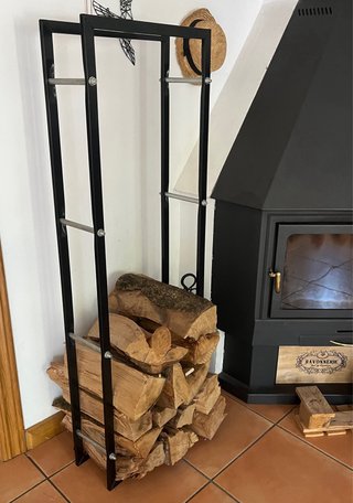 Soporte Metálico para Leña Negro