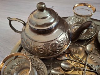 Juego de té turco original dorado