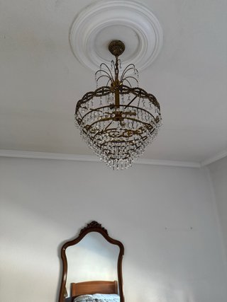 Lámpara de techo antigua de cristal